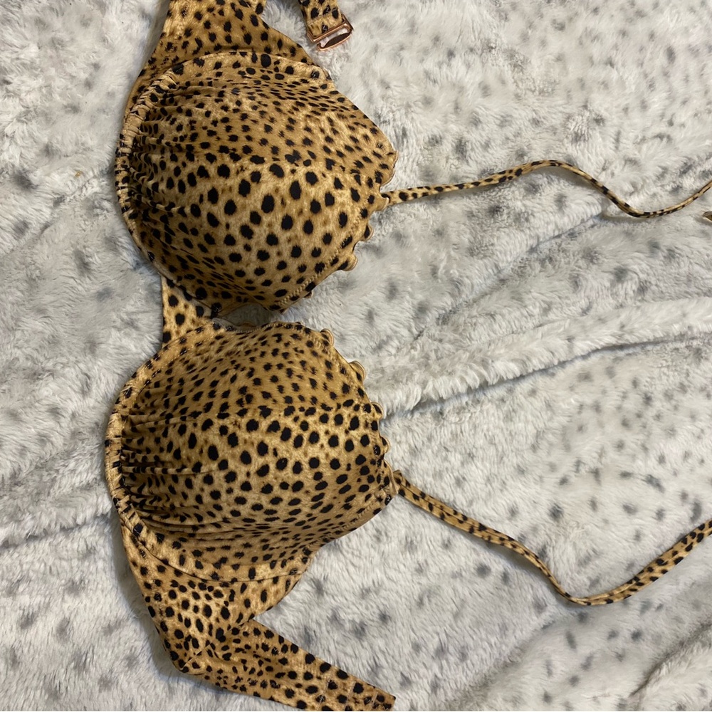 leopard cheetah print shade & shore bikini top 36D